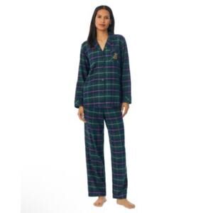 Lauren Ralph LaurenWomen's 2-Pc. Long-Sleeve Notched-Collar Pajamas Set plaid XS